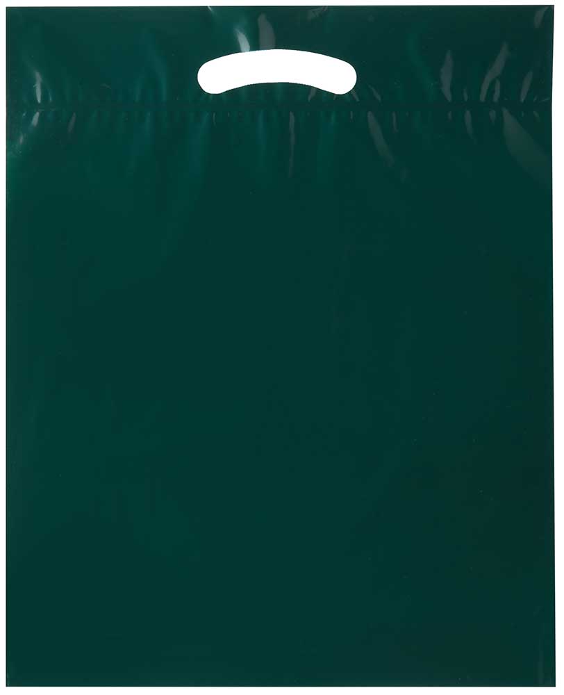 9 x 13 Hunter Green Die Cut Handle Bags