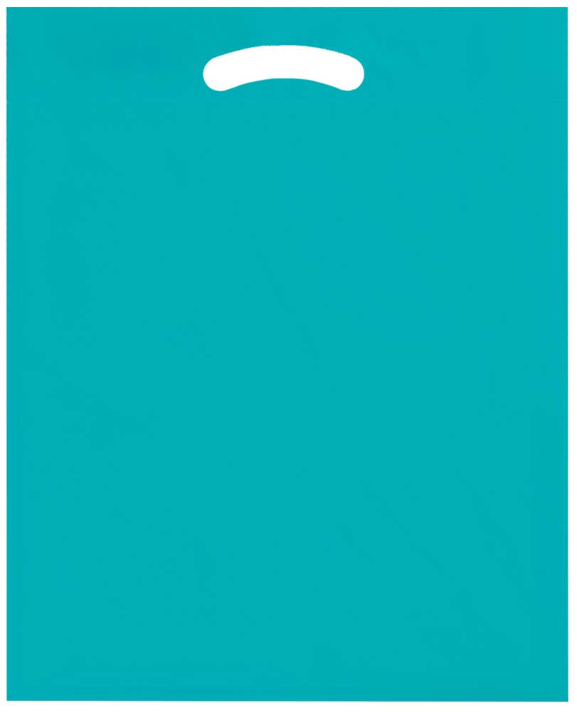 9 x 13 +2 2.5 Mil Teal Fold-Over Reinforced Die Cut Handle Bags