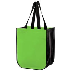 9.5" x 4.5" x 11.5" + 4.5" Matte Lime Laminated Designer Tote Bag