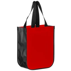 9.5" x 4.5" x 11.5" + 4.5" Matte Red Laminated Designer Tote Bag