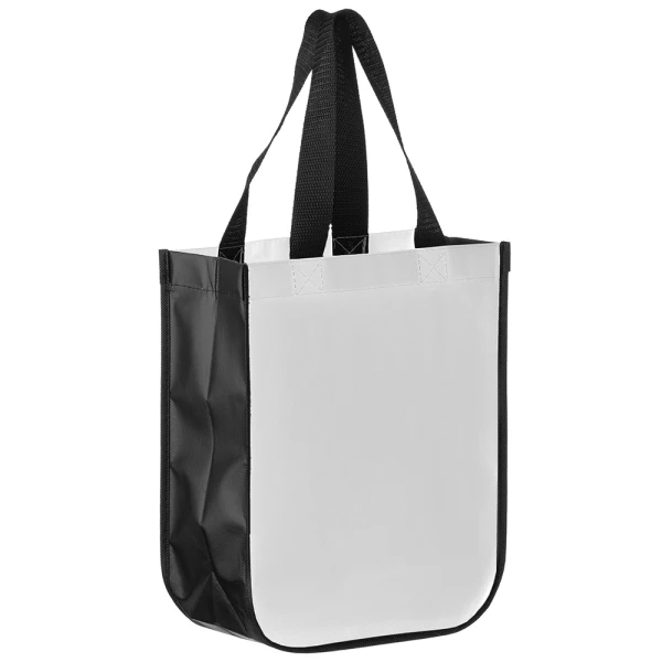 9.5 x 4.5 x 11.5 + 4.5 White Matte Laminated Designer Tote Bag