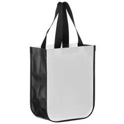 9.5" x 4.5" x 11.5" + 4.5" Matte White Laminated Designer Tote Bag