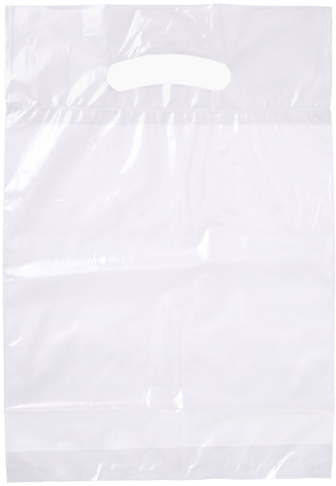 9x13+2 2.5 Mil Clear Fold-Over Reinforced Die Cut Handle Bags