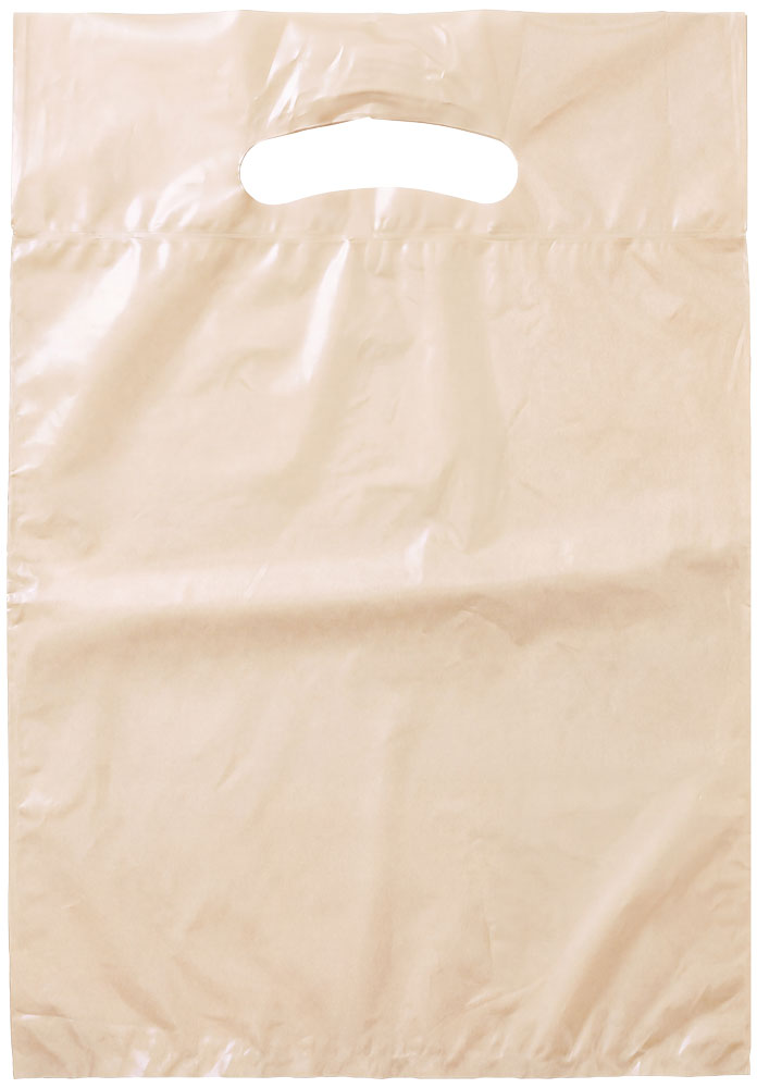 9x13 +2 2.5 Mil Ivory Fold-Over Reinforced Die Cut Handle Bags