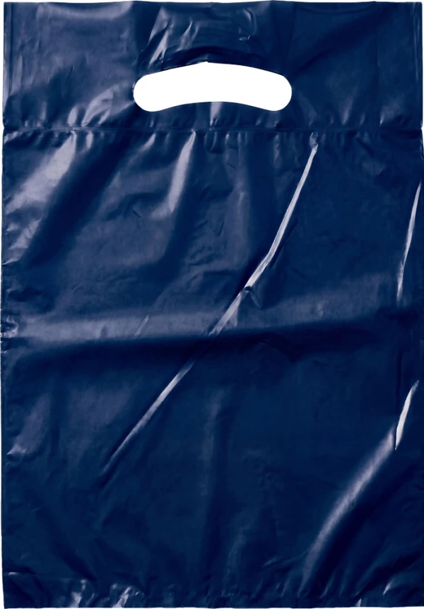 9x13+2 2.5 Mil Navy Fold-Over Reinforced Die Cut Handle Bags
