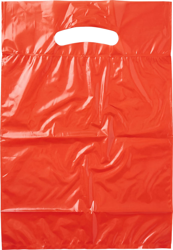 9x13+2 2.5 Mil Orange Fold-Over Reinforced Die Cut Handle Bags