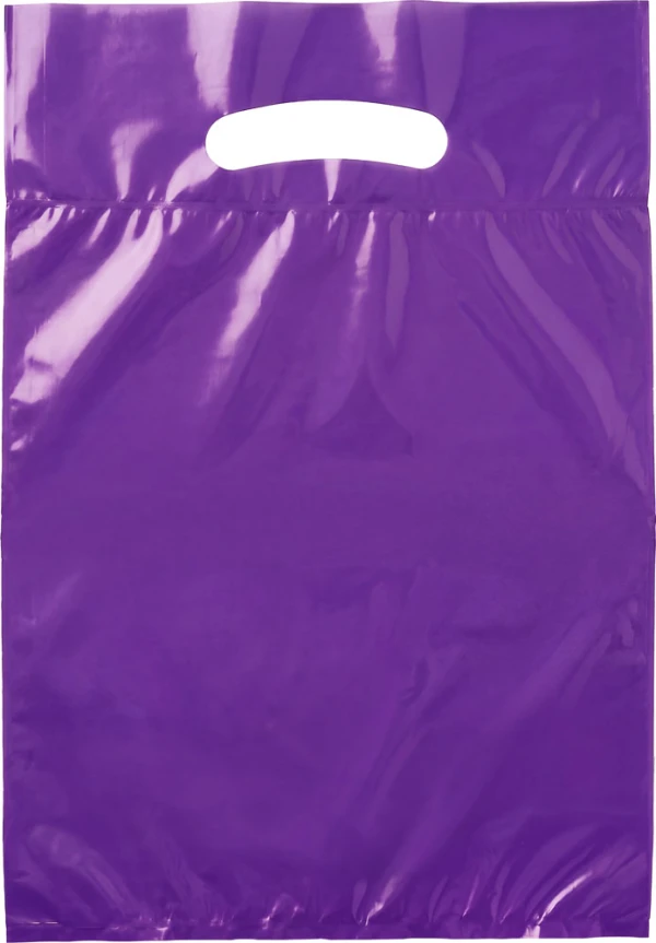 9x13+2 2.5 Mil Purple Retail Shopping Bags 9x13+2 2.5 Mil Purple Fold-Over Reinforced Die Cut Handle Bags