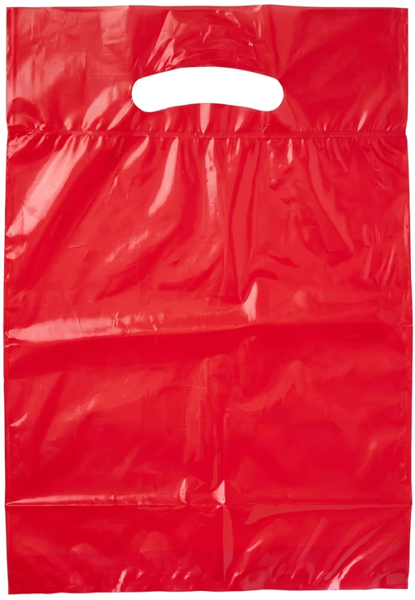 9x13+2 2.5 Mil Red Retail Shopping Bags 9x13+2 2.5 Mil Red Fold-Over Reinforced Die Cut Handle Bags