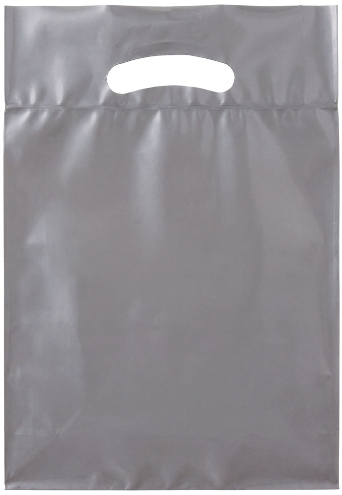 9x13+2 2.5 Mil Silver Fold-Over Reinforced Die Cut Handle Bags