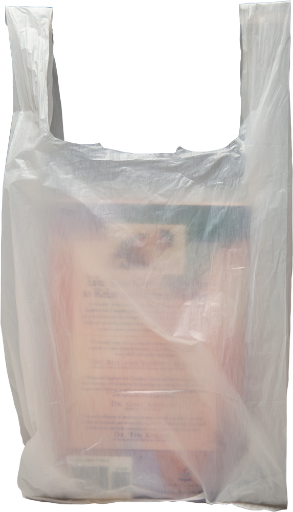 Back of 8 x 4 x 16 Thank You Shopping Bag Side Gusset 8 x 4 x 16 HDPE Plastic Thank You Take Out Bags Back