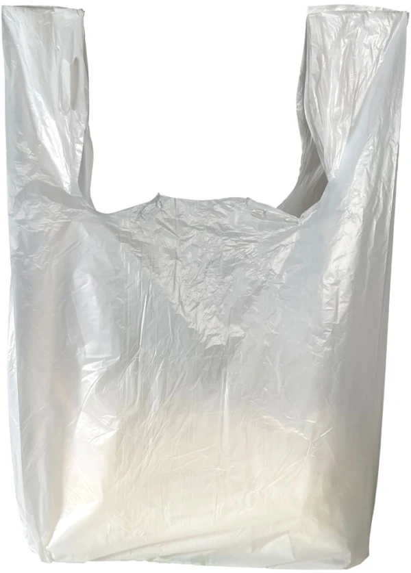 Back of 11.5 x 6.5 x 21 Earth Friendly T-Shirt Bags Back of 11.5 x 6.5 x 21 Earth Friendly 0.65 Mil T-Shirt Carry Out Bags