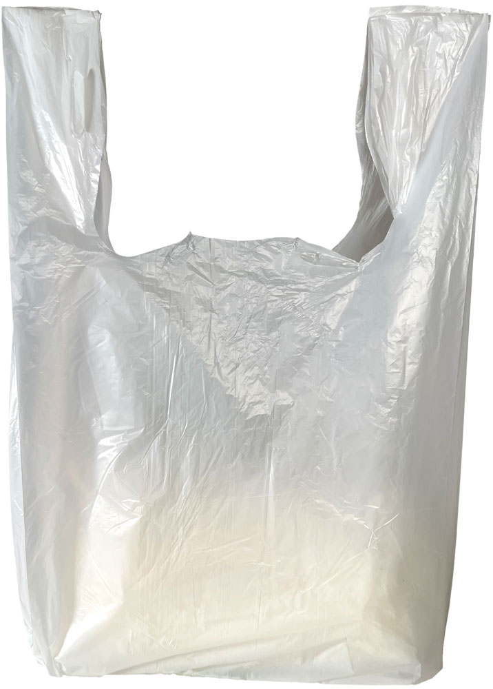 Back of 11.5 x 6.5 x 21 Earth Friendly 0.65 Mil T-Shirt Carry Out Bags