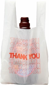 6 x 4 x 15 White Thank You Bags with chocolate syrup bottle
