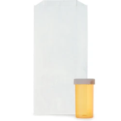 White Kraft Prescription Bags - 5 in x 2 in x 10 in