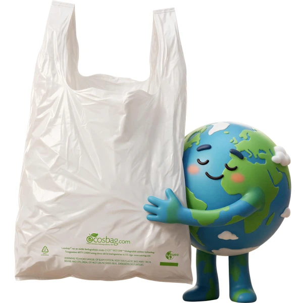 11.5 x 6.5 x 21 Earth Friendly T-Shirt Bags 11.5 x 6.5 x 21 Earth Friendly 0.65 Mil T-Shirt Carry Out Bags