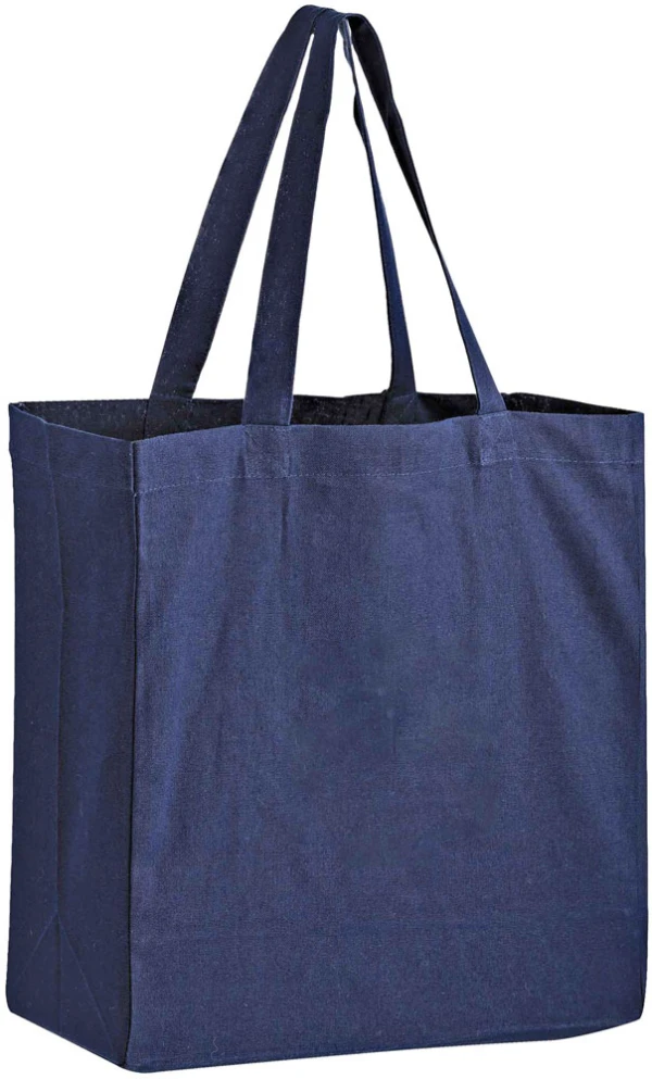 Navy Cotton 13 Inch Width x 5 Inch Gussets x 13 Inch Height Canvas Tote Bags 13 in x 4 in x 13 in Navy Cotton Tote
