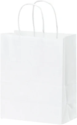 White Twisted Paper Handle Shopper Bag 8.25" x 10.25" + 4.75"
