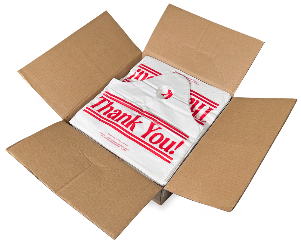 Case of 12 x 13 + 5 Bottom Gusset Wave Top Thank You Bag