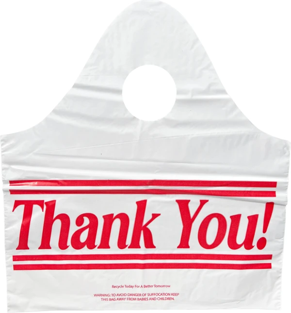 12 x 13 + 5 Wave Top Thank You Carry Out Bag 12 x 13 + 5 Bottom Gusset Wave Top Thank You Bag