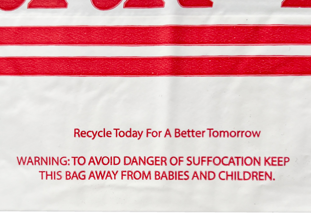 Suffocation Warning with Please Recycle 12 x 13 + 5 Bottom Gusset Wave Top Thank You Bag