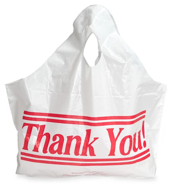 15 x 14 + 5 Wave Top Thank You Carry Out Bag 15 x 14 + 5 Bottom Gusset Wave Top Thank You Bag