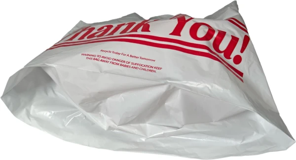16 x 16 + 8 Wave Top Thank You Carry Out Bag Bottom Gusset Bottom Gusset of 16 x 16 + 8 Bottom Gusset Wave Top Thank You Bag