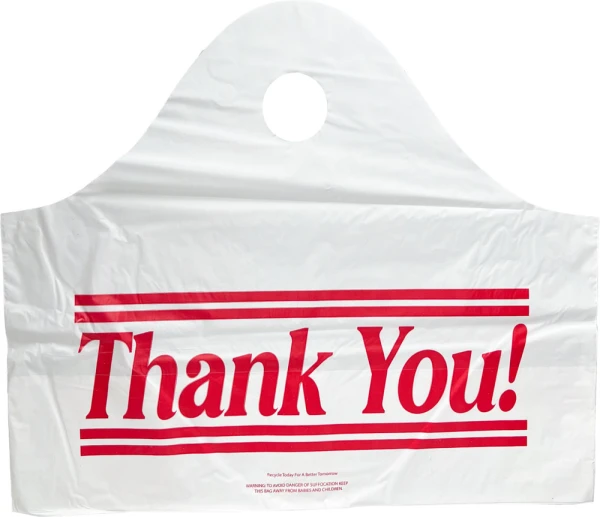 21 x 18 + 10 Wave Top Thank You Carry Out Bag 21 x 18 + 10 Bottom Gusset Wave Top Thank You Bag