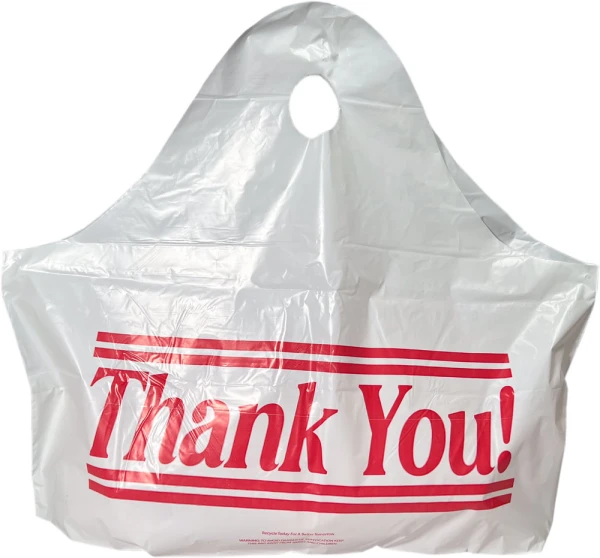 24 x 20 + 11 Wave Top Thank You Carry Out Bag 24 x 20 + 11 Bottom Gusset Wave Top Thank You Bag