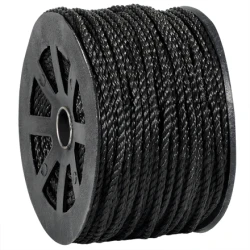 Black 1/4" x 600 Twisted Poly Propylene Rope