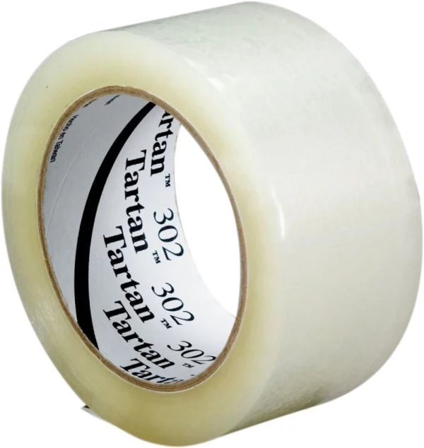 3M 302 Clear 48mm x 100m 1.6 Mil Tartan Box Sealing Tape Clear 3M 302 2 x 110 yds 1.6 mil Acrylic Tape