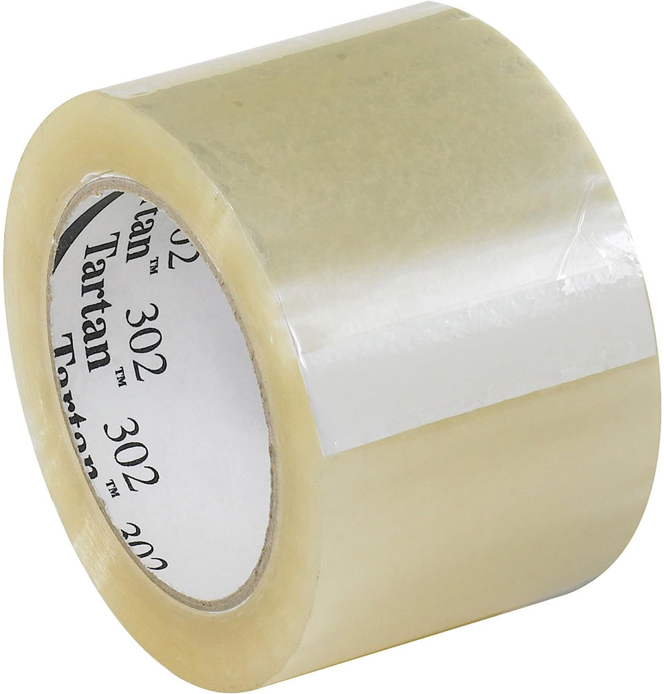 Clear 3M 302 72mm x 100m 1.6 Mil Carton Sealing Tape