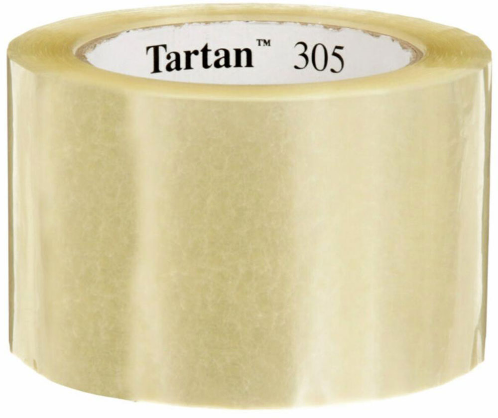 Clear 3M 305 72mm x 100m 1.8 Mil Carton Sealing Tape