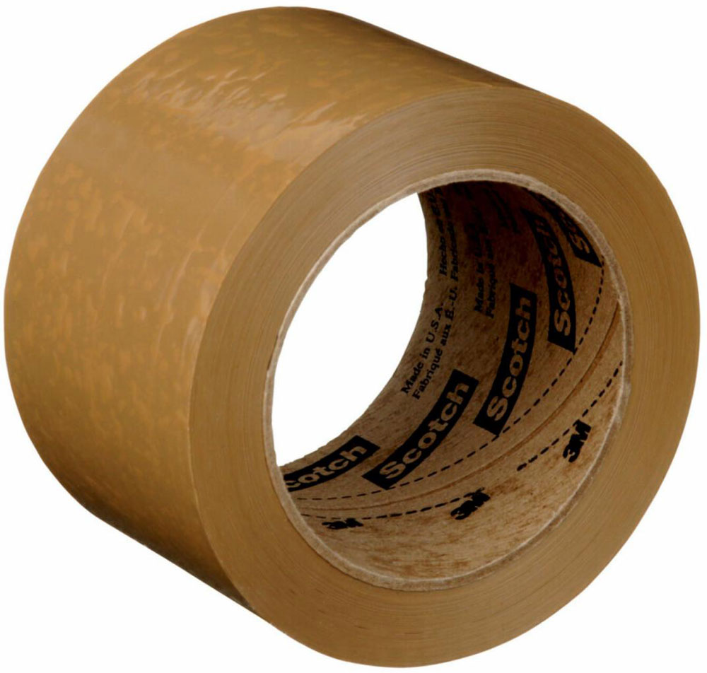 Tan 3M 371 3 x 110 yds 1.9 mil Hot Melt Box Sealing Tape