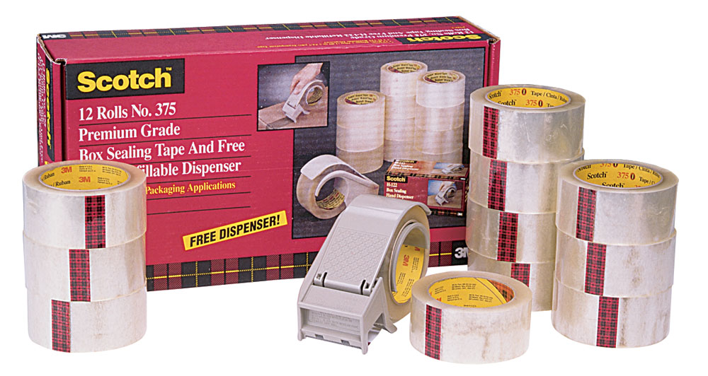 3M PSD3 Scotch Box Sealing Clear Tape with Dispenser Bonus Pack