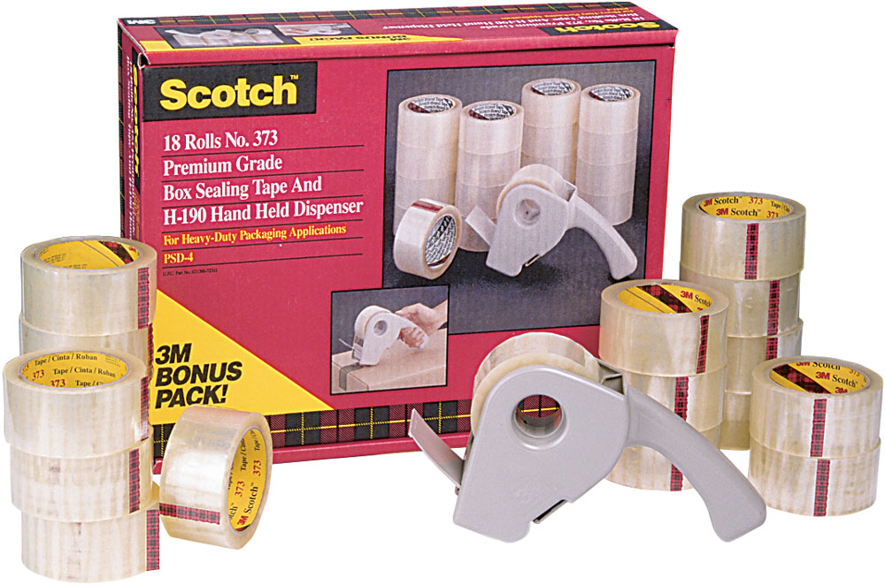 3M PSD-4 Scotch Deluxe Box Sealing Tape with Dispenser Bonus Pack