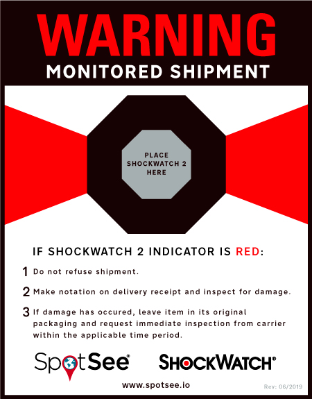 ShockWatch 2 Companion Labels 4.5 x 5.75 (200 Labels/Roll)