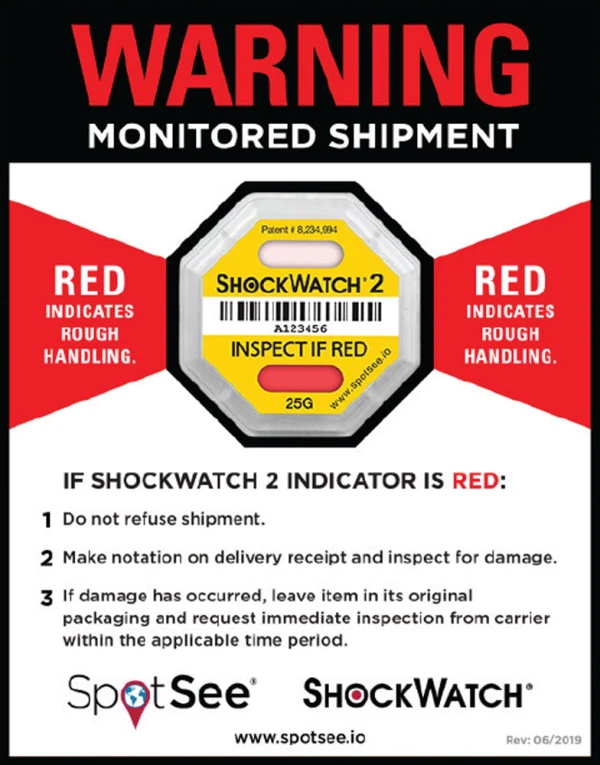 ShockWatch 2 Companion Labels 4.5 x 5.75 with Indicator ShockWatch 2 Companion Labels 4.5 x 5.75 with Indicator