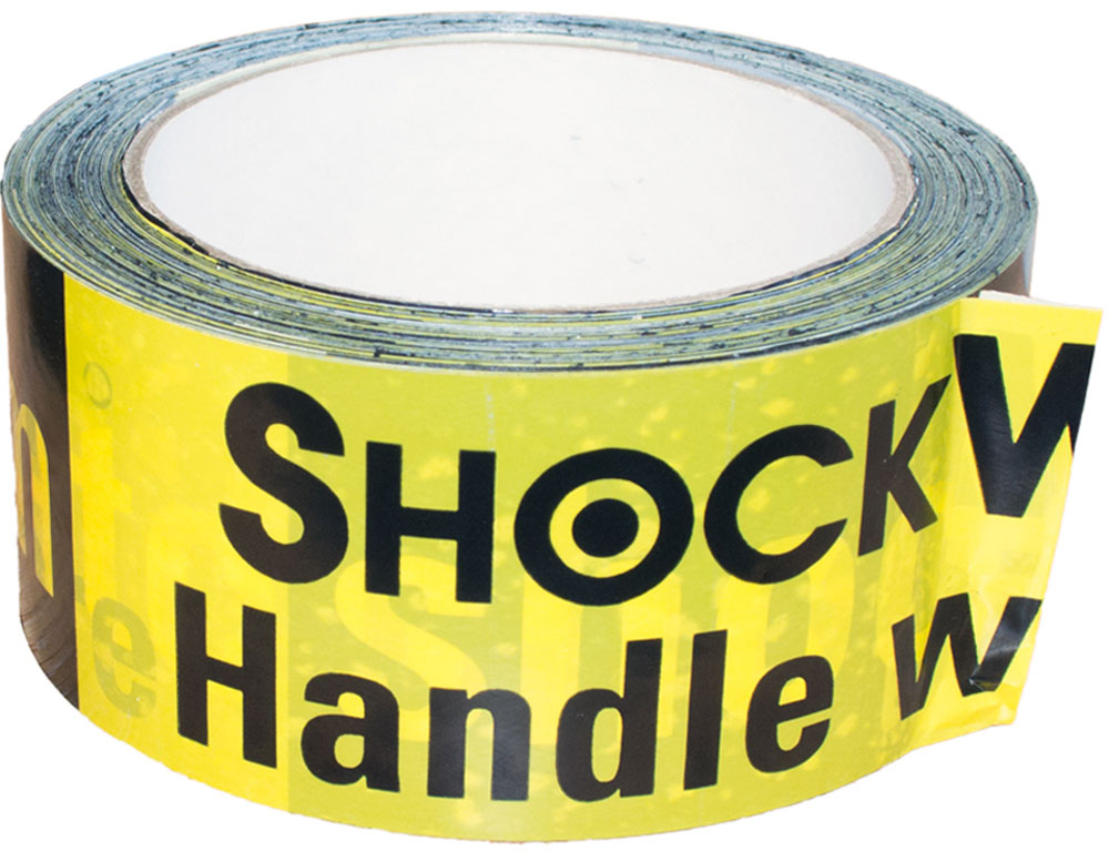 Black and Yellow ShockWatch Alert Tape on Roll