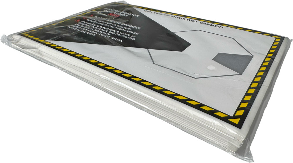 100 Pack Case of a Shock Indicator Companion Label Flat Packed