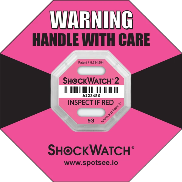 ShockWatch 2 - 5G Impact Indicator with Ring Label ShockWatch 2 - 5G Impact Indicator with Pink Ring Label