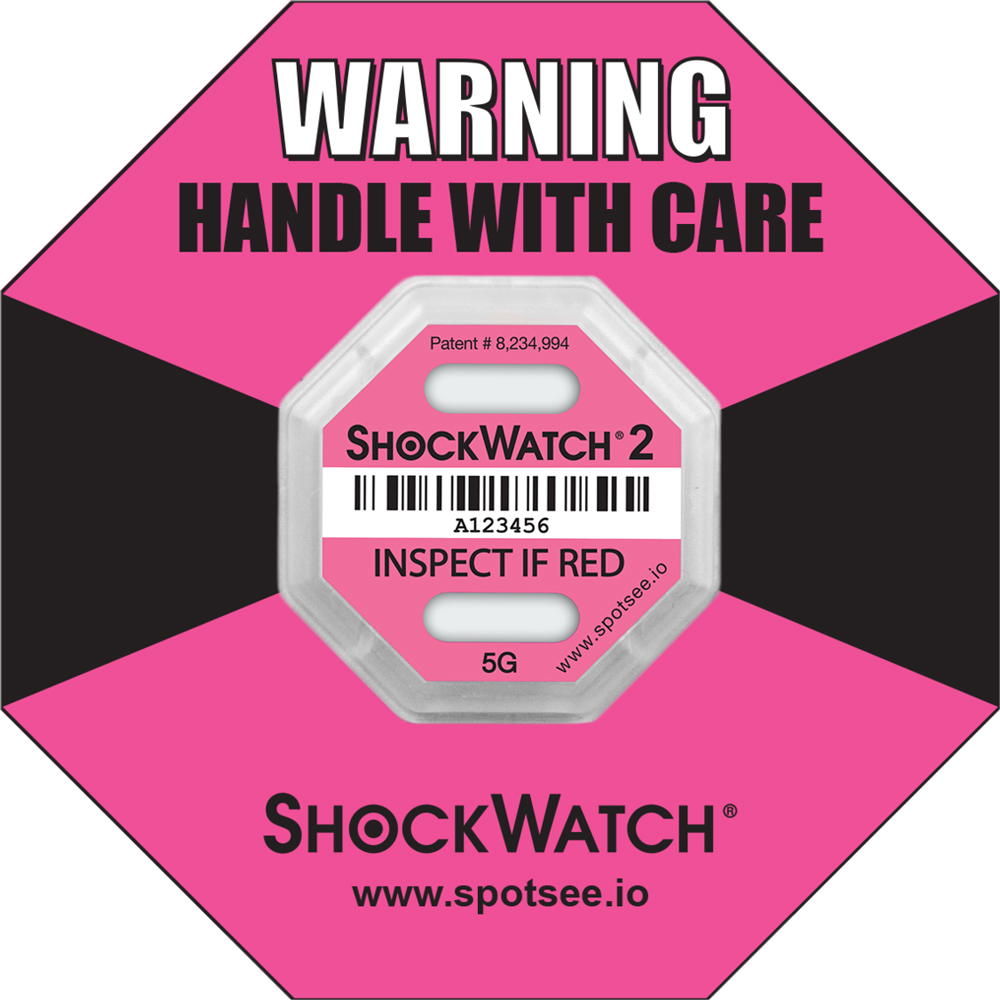 ShockWatch 2 - 5G Impact Indicator with Pink Ring Label