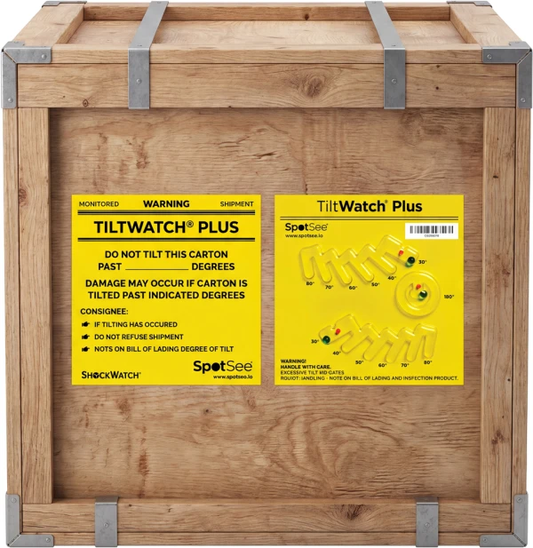 Tiltwatch Plus on Shipment Crate