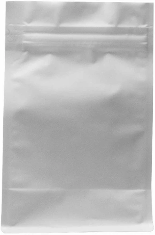 Matte White 12 oz. Block Bottom Side Gusset Bags with Valve Front Matte White 12 oz. Block Bottom Side Gusset Bags with Valve Front