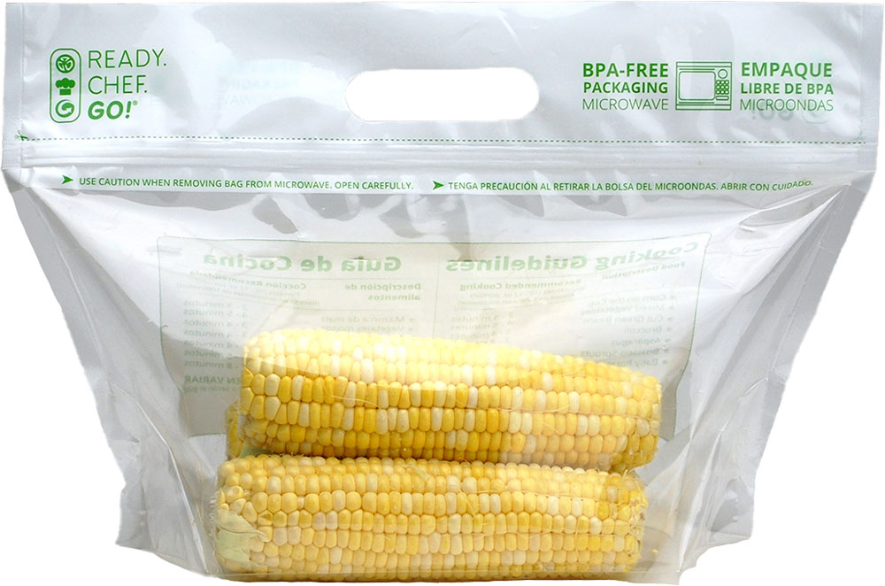 11.5 x 9.75 + 5.5 Ready. Chef. Go! Microwavable Produce Pouch with Corn on the Cob