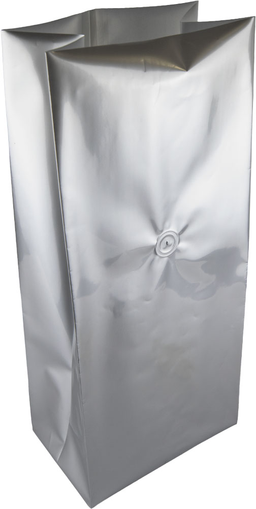5 lbs Side Gusset Bags with valve - 7 x 4 1/2 x 19 1/4 Transparent Silver