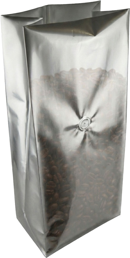 5 lbs Side Gusset Bags with valve - 7 x 4 1/2 x 19 1/4 Silver