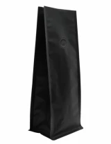 Matte Black 8 oz. Block Bottom Side Gusset Bags with Valve