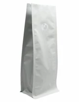 Matte White 8 oz. Block Bottom Side Gusset Bags with Valve