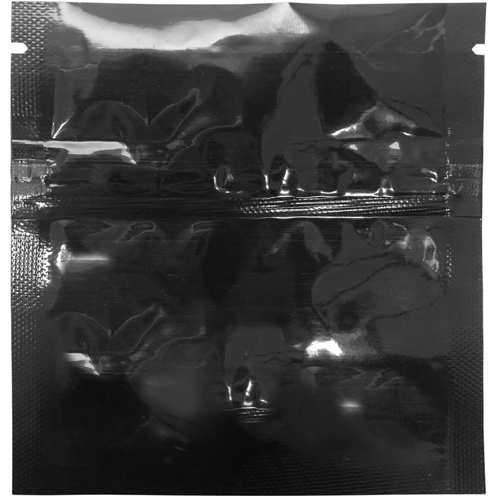 Black 3.75 x 4 Child Resistant Stand Up Pouches Zipper Back of Bag