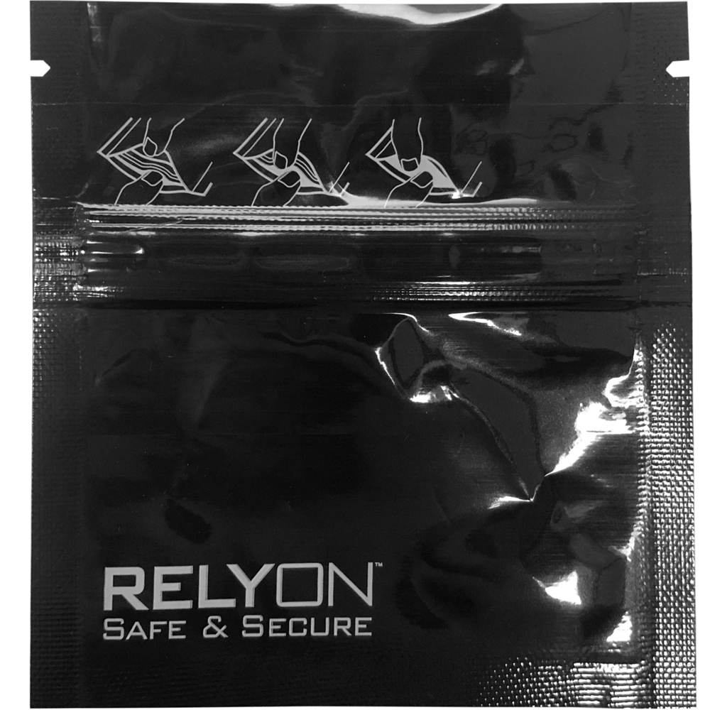 Black 3.75 x 4 Child Resistant Stand Up Pouches Zipper Front of Bag